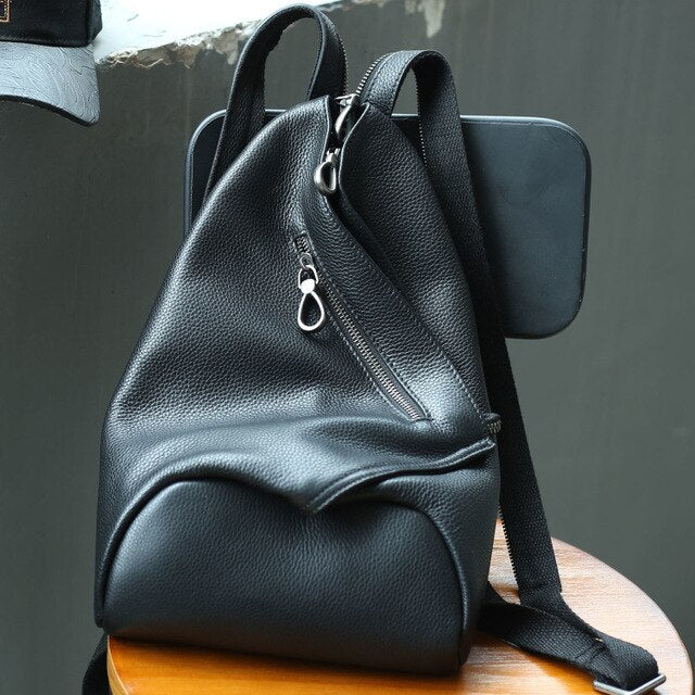 Anti-theft Genuine Leather Small Backpack Women Retro Classic School Bags For Girl Multifunction Shoulder Crossbody Chest Bag
