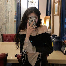 Load image into Gallery viewer, Antumn Winter Evening Party Midi Dresses Women Black Korean Fashion Elegant Vintage Dress Ruffle Long Sleeve One-piece Dress New