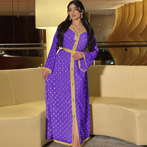 Arab Middle East Women's Clothing 2021 New Bronzing Robe Two-piece Muslim Prayer Clothes For Ramadan Moroccan Kaftan