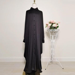 Asian Women's Clothing Dubai Saudi Arabia Solid Color Bat-sleeved Burqa Cardigan Muslim Ramadan Prayer Clothes Without Turban
