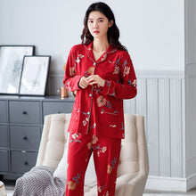 Load image into Gallery viewer, Autumn 100% Cotton Long Sleeve Long Pants Pajama Sets for Women Floral Sleepwear Pyjamas Femme Loungewear Homewear Pijama Mujer