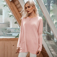 Load image into Gallery viewer, Autumn 2020 Fashion Women Knitted Sweater Solid Color O Neck Long Sleeves Pocket Loose Casul  Elegant Mujier ChicTops Winter