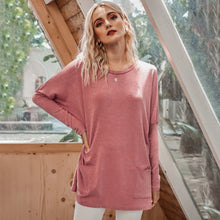 Load image into Gallery viewer, Autumn 2020 Fashion Women Knitted Sweater Solid Color O Neck Long Sleeves Pocket Loose Casul  Elegant Mujier ChicTops Winter