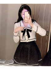 Load image into Gallery viewer, Autumn 2021 New Fashion Two-Piece Set for Women Fall Outfit Bow Lapel Crop Jacket and Loose Mini Skirt Puff Skirt Set Sweet