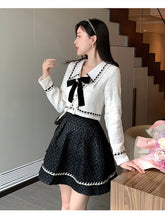 Load image into Gallery viewer, Autumn 2021 New Fashion Two-Piece Set for Women Fall Outfit Bow Lapel Crop Jacket and Loose Mini Skirt Puff Skirt Set Sweet