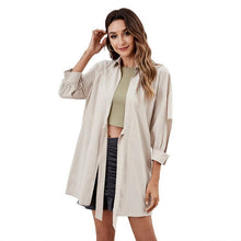 Load image into Gallery viewer, Autumn 2021 New Lapel Women Lace Cardigan Casual Loose Jacket With Digging Sleeves Design Jacket Women&#39;s
