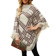Load image into Gallery viewer, Autumn And Winter New Products 2021 Women Knitted Plaid Casual Three-quarter Sleeves Lapel Cloak Shawl Jacket Women&#39;s