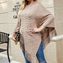 Load image into Gallery viewer, Autumn And Winter New Style 2021 Shawl Cloak Sweater Casual V-neck Beaded Pure Color Tassel Sweater Women