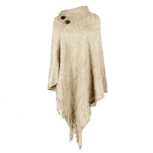 Load image into Gallery viewer, Autumn And Winter New Style 2021 Tassel Cloak Shawl Button Half Open Collar Women Retro Hedging Diamond Check Ladies Sweater