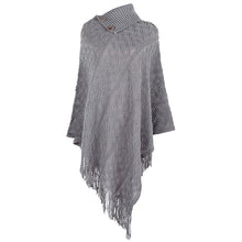 Load image into Gallery viewer, Autumn And Winter New Style 2021 Tassel Cloak Shawl Button Half Open Collar Women Retro Hedging Diamond Check Ladies Sweater