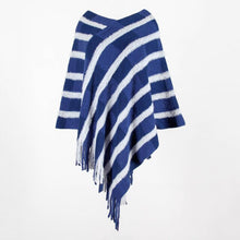 Load image into Gallery viewer, Autumn And Winter New Women&#39;s Casual V-neck Pullover Fashion Long-sleeved Shawl Fringed Cloak Plaid Knitted Top Women