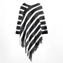 Load image into Gallery viewer, Autumn And Winter New Women&#39;s Casual V-neck Pullover Fashion Long-sleeved Shawl Fringed Cloak Plaid Knitted Top Women