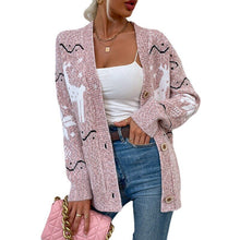 Load image into Gallery viewer, Autumn And Winter Women Knitted Sweater 2021 Single-breasted Christmas Fawn Cardigan Jacket Sweater Jacket Women&#39;s
