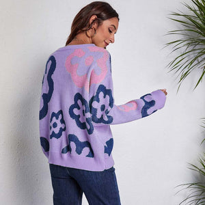Autumn Flower Sweater Women Jumper Ladies Long Sleeve Knitted Sweater Pullover Women Loose Sweater For Women Knitwear 2021