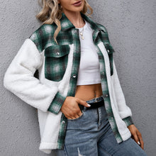 Load image into Gallery viewer, Autumn Jacket Women 2021 Vintage Stylish Plaid Jacket Fluffy Fleece Splicing Single Breasted Winter Chic Tops Coat Outerwear