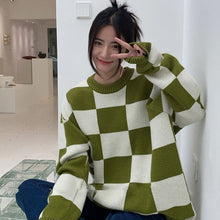 Load image into Gallery viewer, Autumn Knitted Pullover Sweater Women Casual Plaid Patchwork Oversize Sweater Top Female Loose Korean Designer Warm Sweater 2021