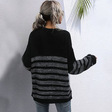 Load image into Gallery viewer, Autumn Lounging Loose Women Knitted Sweater Striped Splicing Pullover Tunics Casual Sweaters Jumper Female Knitted Wear