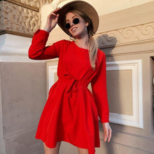 Load image into Gallery viewer, Autumn Mini Dress For Women Ladies Casual O Neck Long Sleeve Loose Dresses 2021 Elegant New Fashion Solid Color Streetwear Dress