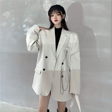 Load image into Gallery viewer, Autumn New Beige Profile Small Suit Female Padded Shoulder Wide Version Temperament Long Coat Blazer Feminino Fashion Office