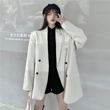 Load image into Gallery viewer, Autumn New Beige Profile Small Suit Female Padded Shoulder Wide Version Temperament Long Coat Blazer Feminino Fashion Office