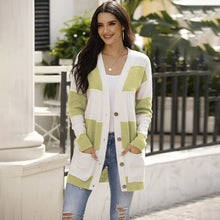 Load image into Gallery viewer, Autumn New Product Knitwear Student Casual V-neck Sweater Women Striped Color  Single-breasted Pocket Cardigan Women&#39;s