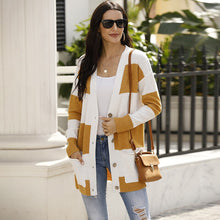 Load image into Gallery viewer, Autumn New Product Knitwear Student Casual V-neck Sweater Women Striped Color  Single-breasted Pocket Cardigan Women&#39;s