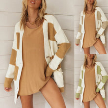 Load image into Gallery viewer, Autumn New Product Knitwear Student Casual V-neck Sweater Women Striped Color  Single-breasted Pocket Cardigan Women&#39;s