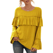 Load image into Gallery viewer, Autumn Spring New Women&#39;s T-Shirt  Ruffles esign Long Flare Sleeve O-Neck Pullover Casual Loose Fit Solid Mujer Tops