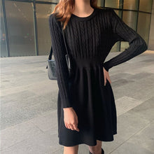 Load image into Gallery viewer, Autumn Twist Splicing Party Dress Casual Knitted Women&#39;s Dress High Waist Mini Robe Basic Woman Clothes Winter Fashion Vestidos