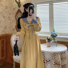 Load image into Gallery viewer, Autumn Vintage Lolita Dress Women French Patchwork Bow Elegant Designer Dress Female Koean Fashion Casual Party Midi Dress 2021