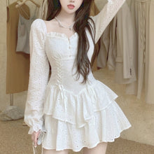 Load image into Gallery viewer, Autumn White Fairy Kawaii Dress Women V-neck Slim Elegant Party Mini Dress Female Sexy Korean Fashion Designer Y2k Dress 2021