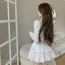 Load image into Gallery viewer, Autumn White Fairy Kawaii Dress Women V-neck Slim Elegant Party Mini Dress Female Sexy Korean Fashion Designer Y2k Dress 2021