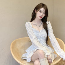 Load image into Gallery viewer, Autumn White Fairy Kawaii Dress Women V-neck Slim Elegant Party Mini Dress Female Sexy Korean Fashion Designer Y2k Dress 2021