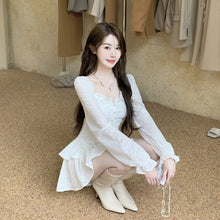 Load image into Gallery viewer, Autumn White Fairy Kawaii Dress Women V-neck Slim Elegant Party Mini Dress Female Sexy Korean Fashion Designer Y2k Dress 2021