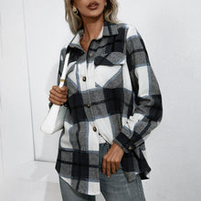 Load image into Gallery viewer, Autumn Winter Casual Fashion Plaid Print Women Shirt  Blouses Turn-down Collar Long Sleeves Front Pockets Button Closure Blouses