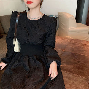 Autumn Winter Dress 2021 New Vintage Temperament Slim Waist All-match Long Sleeve Vestido Feminino Elegant Patchwork Dresses