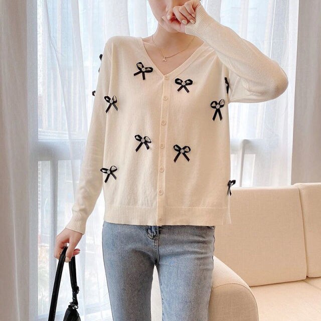 Autumn Winter Elegant Cardigan Sweaters Women Bow Knit Designer Harajuku Cardigan 2021 Long Sleeve Korean Fashion Chic Clothing