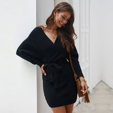 Load image into Gallery viewer, Autumn Winter Knitted Dress Women Full Sleeve Solid Dresses Sweet Slim Adjust Waist Women Dress Casual Hip Dress