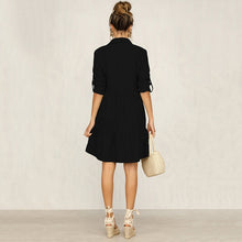 Load image into Gallery viewer, Autumn Winter Ladies Casual Single Breasted Solid Dress Women Turn Down Collar Straight Half Sleeve Shirt Dress 2021 New