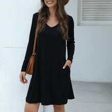 Load image into Gallery viewer, Autumn Winter Ladies Dress Women Casual Mini Long Sleeve Solid Holiday Style Chic Dress Female 2021 New A-Line Dress Vestidos