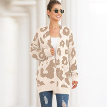 Load image into Gallery viewer, Autumn Winter New Products 2021 Sweater Women Mid-length Double Pocket Leopard Print Cardigan Long-sleeved Jacket Women&#39;s Jacket