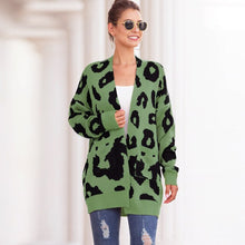 Load image into Gallery viewer, Autumn Winter New Products 2021 Sweater Women Mid-length Double Pocket Leopard Print Cardigan Long-sleeved Jacket Women&#39;s Jacket
