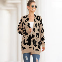 Load image into Gallery viewer, Autumn Winter New Products 2021 Sweater Women Mid-length Double Pocket Leopard Print Cardigan Long-sleeved Jacket Women&#39;s Jacket