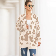 Load image into Gallery viewer, Autumn Winter New Products 2021 Sweater Women Mid-length Double Pocket Leopard Print Cardigan Long-sleeved Jacket Women&#39;s Jacket