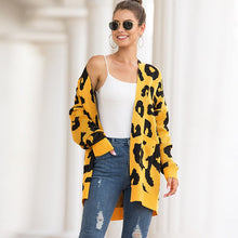 Load image into Gallery viewer, Autumn Winter New Products 2021 Sweater Women Mid-length Double Pocket Leopard Print Cardigan Long-sleeved Jacket Women&#39;s Jacket