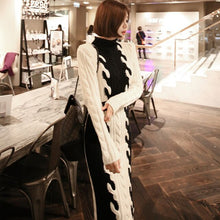 Load image into Gallery viewer, Autumn Winter New Slim High Neck Knit Thick Black and White Sweater Dress 2021 New Formal Dress