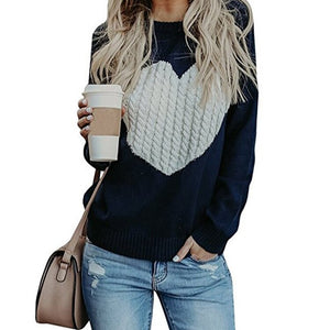 Autumn Winter New Style 2021 Women's Knitted Sweater Casual Loose Fashion Pullover Women's Plus Size Love Sweater Women