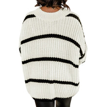 Load image into Gallery viewer, Autumn Winter New Women&#39;s Round Neck Retro Loose Striped Pullover Knitted Sweater