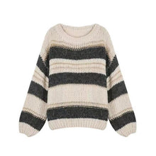 Load image into Gallery viewer, Autumn Winter Streped Knitted Sweater Women Patchwork Loose Pullover Sweater Female Casual Korean Designer Knitwear Sweater 2021