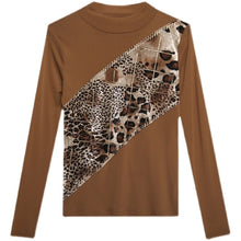 Load image into Gallery viewer, Autumn Winter Turtleneck Women Tops Fashion Long Sleeve Patchwork Mesh T-Shirt Plus Size Diamond Blusas Shirt